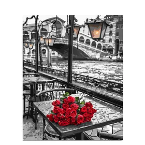 CHENISTORY 99001 Rose DIY Painting By Numbers Kits Acrylic Picture Hand Painted Oil Painting On Canvas For Wall Art Picture