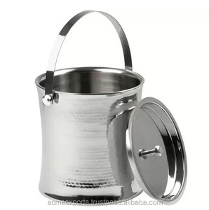 Seau à glace en acier inoxydable avec couvercle et poignée Conception durable à double paroi parfaite pour les fêtes, les bars et la maison - Product Image 1