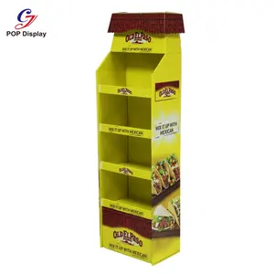 Customized Color Template Cardboard Display Rack Paper Corrugated Retail Store Stand For Snack Biscuit Product Shops
