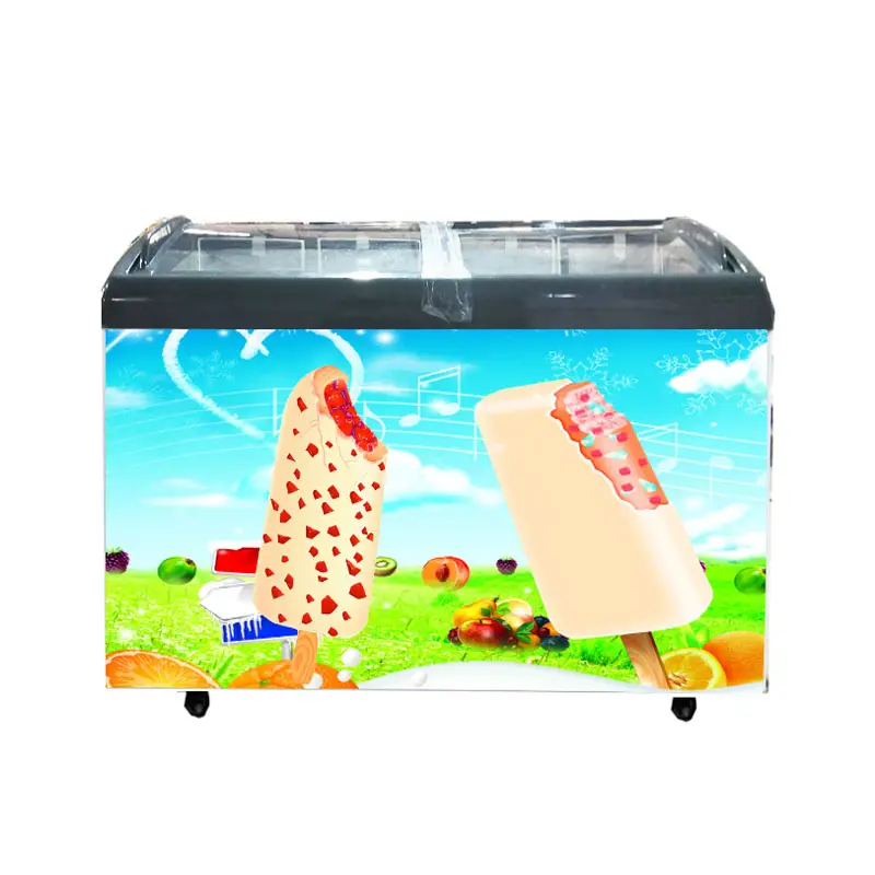 Deep display freezer ice cream display refrigerator with top open doors