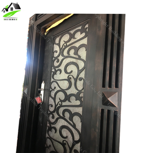 Puerta al por mayor del hierro labrado de la entrada exterior de cristal del hierro para la seguridad casera - Product Image 3