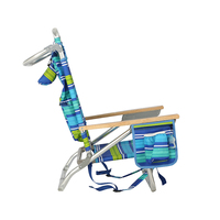 Chaise de plage pliable en aluminium moderne à 5 positions légère avec ouvre-bouteille en tissu pour une utilisation en extérieur