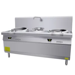 12kw Pesados SS 2 Queimador Duplo Magnético grande Wok Queimador de Indução Comercial Fogão Restaurante Rodada Gama