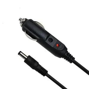 DC 5521 Plug To Car Cigarette Car Charger Cigar Lighter Power Cable with LED