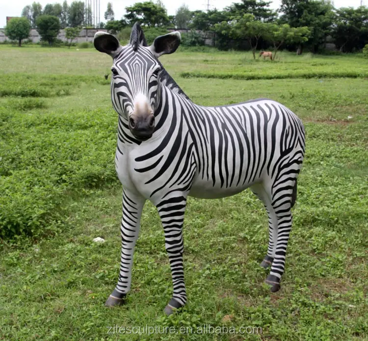 Yaşam boyutu reçine hayvan heykeli fiberglas zebra heykel bahçe için