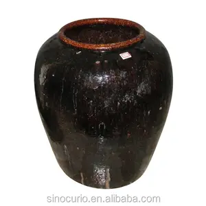 Chinese antique ceramic large black urn
