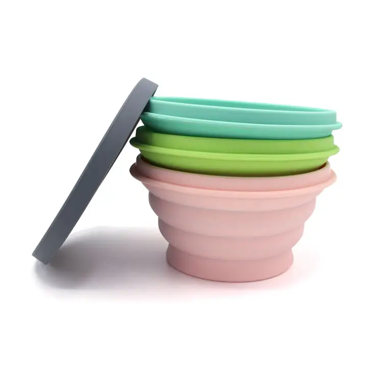 750ML Best Selling BPA Free foldable Food Storage Portable Travel Collapsible Silicone Bowl with lid