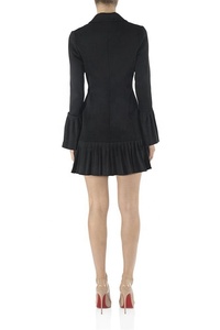 2019 <strong>Winter</strong> <strong>Formal</strong> Office Ruffle Cuff and Hem Long Sleeve Black Women Blazer <strong>Dress</strong> - Product Image 3