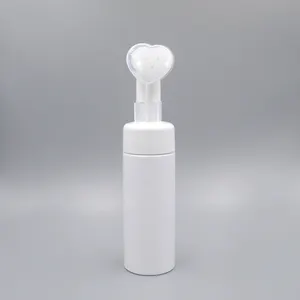 Botol Putih Kosong Cuci Wajah, untuk Pembersih Wajah Hewan Peliharaan 150Ml Botol Busa Plastik dengan Pompa Sikat