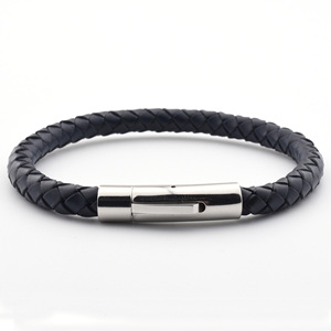 Gelang Pengencang Jepret Kulit Baja Tahan Karat Pria, Desain Sederhana Klasik - Product Image 2