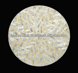 White Mother Of Pearl Sea Shell Stone Table Top - Product Image 1