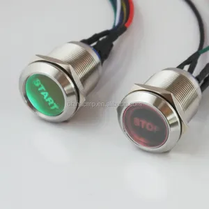 Customization Car Boat Power START STOP Button 12V 24V Green Red LED ,22mm Metal Latching Push Button Switch Waterproof IP67