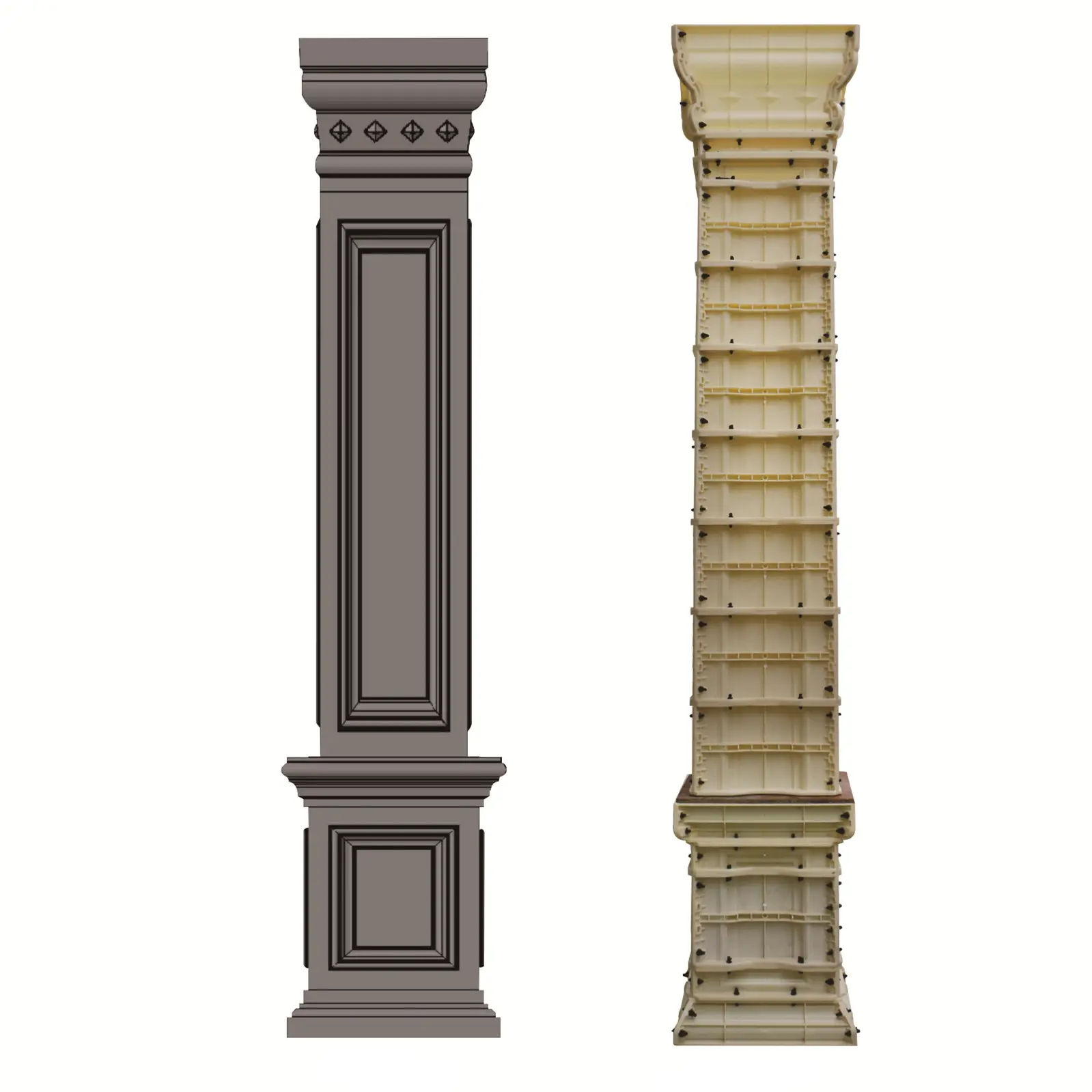 Fabrika fiyat yeni tasarım 35cm x 370cm kare roma pillars sütun beton kalıpları