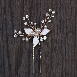 <strong>Wedding</strong> Bride Pearl Crystal Flower Shaped <strong>Hair</strong> <strong>Pins</strong> <strong>for</strong> Women - Product Image 6