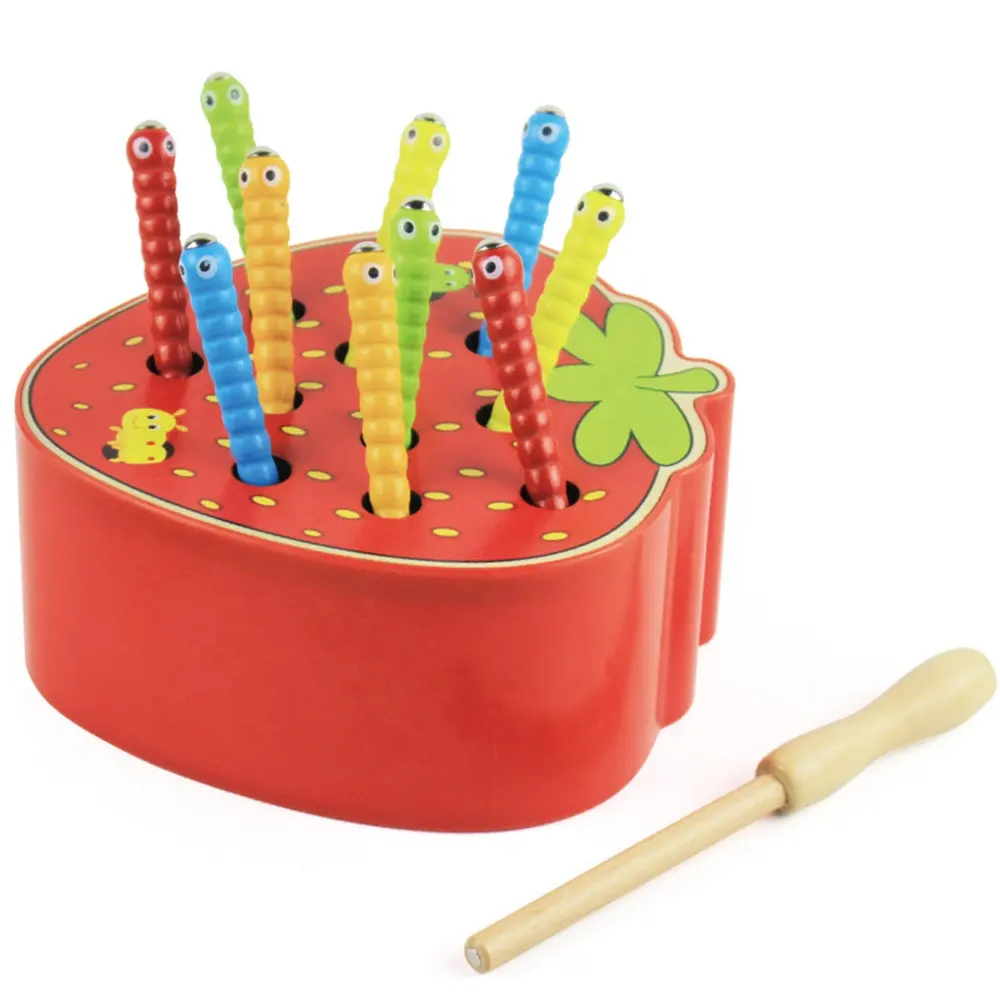 FY 3D Puzzle Baby Holz Spielzeug Frühen Kindheit Pädagogisches Spielzeug Fangen Wurm Spiel Farbe Kognitiven Erdbeere Greifen Fähigkeit lustige