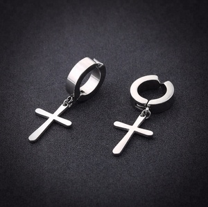 2025 Hot Wholesale Smooth <strong>Solid</strong> Circle Stainless Steel Hoop Huggie <strong>Earrings</strong> Black <strong>Silver</strong> Gold Cross-Fine Jewelry - Product Image 6