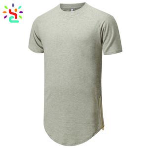 Camiseta al por Mayor con Cierre Lateral Extendido, Camiseta Lisa de Hip Hop, Camiseta Lisa 100% Algodón para Hombre - Product Image 2