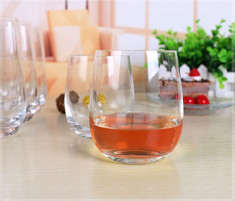 OEM round shape clear wine glass cup whiskey glass tumbler stemless glass
