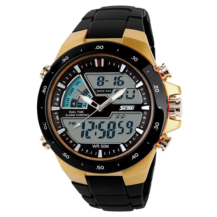 cina pabrik jam tangan skmei analog digital waterproof gold cina alibaba jam tangan sport 1016