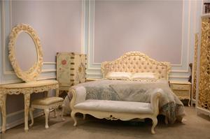 French Style <strong>Antique</strong> Hand Carved Solid Wood Leisure <strong>Chair</strong> White Fabric Recliner <strong>Rocking</strong> <strong>Chair</strong> BF08-J0002 - Product Image 2