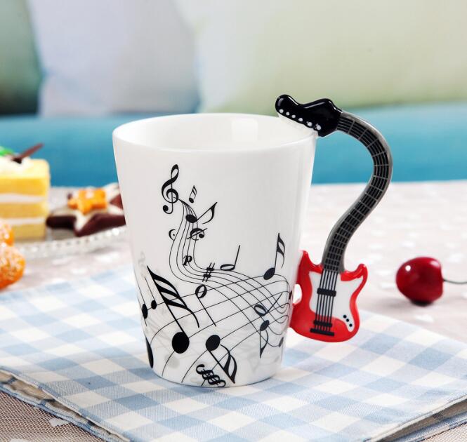 Zogift guitarra hecha a mano musical taza de café de cerámica, tazas personalizadas - Product Image 1