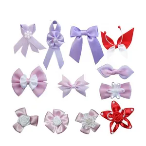 Wholesale Custom Polyester Satin Flowers Ribbon Bowknot For Garment