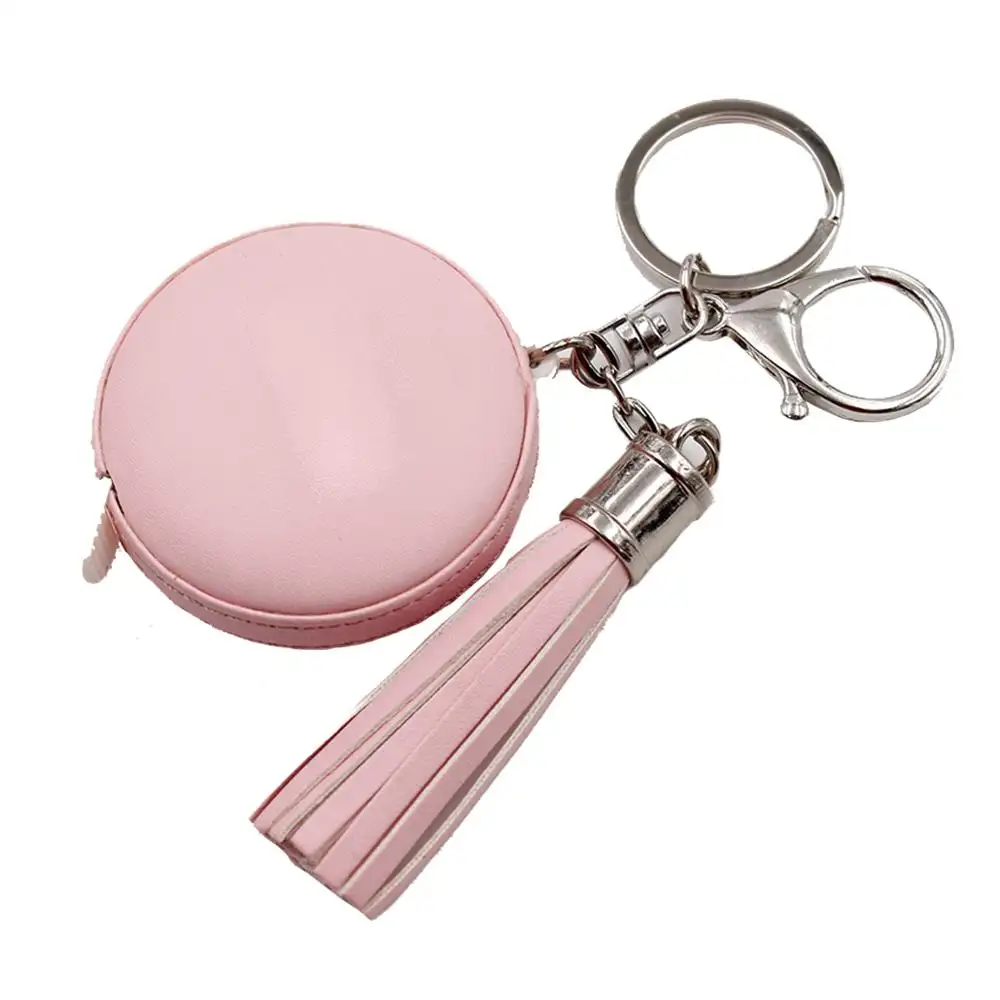 Mini Retractable custom measuring tape leather 1.5m with tassel keyring