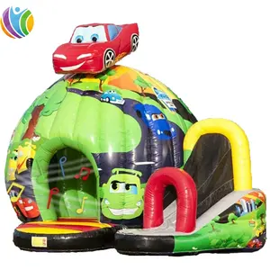 Popular outdoor playground disco car bounce house, monster car bouncy castle, inflatable monster car dome castle for sale