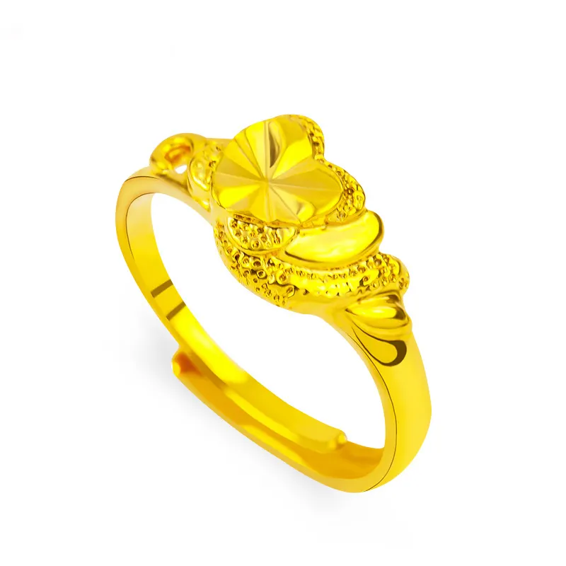 High Quality Gold Ring Without Stones, Gold Fashion Ring With Character Pattern Design