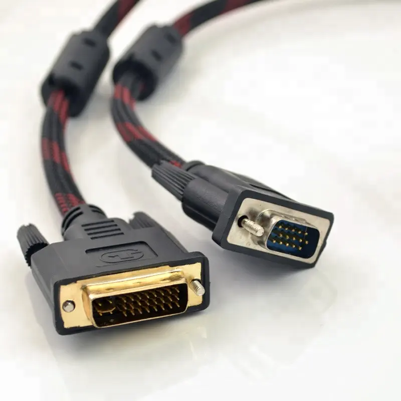 KUYIA DVI VGA Cable DVI I 24+5 Male to VGA HD 15Pin Male Adapter Dual Link Video Cable Support 1080P Full HD from Laptop, PC