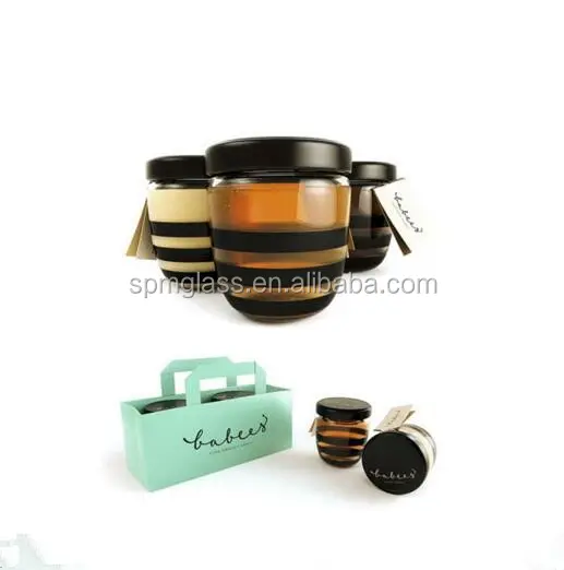 Wholesale Cheap Bee Shaped Honey Glass Jar And Lid