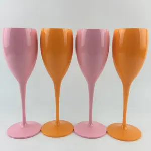 Plastic Flutes 5.5OZ Popular Colored Safe Unbreakable Wedding Parties Toasting Plastic Flutes For Champagne