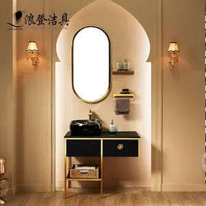 Suelo de acero inoxidable muebles de baño lowes MOQ pequeños gabinetes de la vanidad