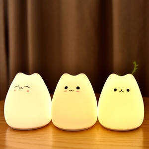 Veilleuse LED mignon petit chat pour chambres de bébé 7 couleurs lumière blanche chaude interrupteur d'alimentation USB pour la maison ou l'hôtel - Product Image 4
