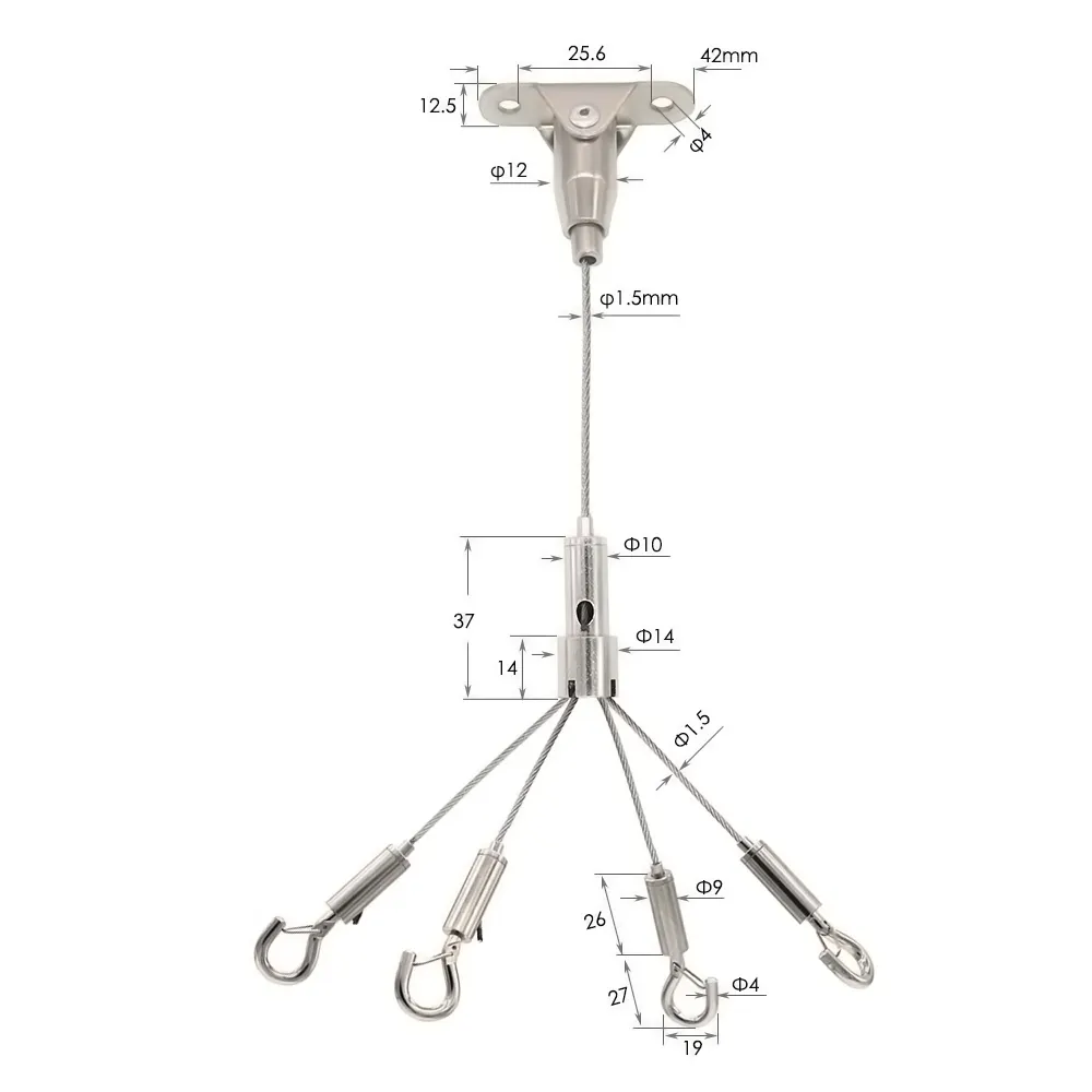 Hochwertiges einstellbares 4-Beine-Haken-Hänger-Wandpaneel Federungslicht Liftingsystem hängekit