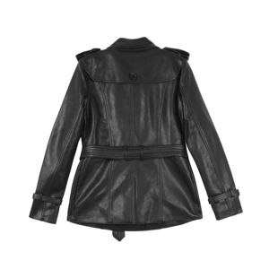 Cappotto <span class=keywords><strong>in</strong></span> pelle nera europea <span class=keywords><strong>in</strong></span> pelle sintetica da donna indossa una nuova bella giacca di pelle <span class=keywords><strong>in</strong></span> stile britannico <span class=keywords><strong>con</strong></span> <span class=keywords><strong>cintura</strong></span> <span class=keywords><strong>in</strong></span> <span class=keywords><strong>vita</strong></span> - Product Image 3