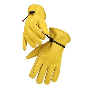 Venta al por mayor de fábrica, guantes de trabajo de palma completa de cuero de vaca amarillo, guantes de construcción de seguridad para hombres y mujeres para protección de manos y brazos - Product Image 2