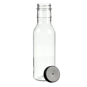 12 oz Round Shape Pet Plastic Clear BBQ Sauce Bottles New shape Sauce bottles with flip