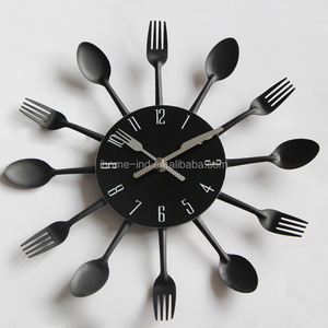 china home decor wholesale kitchen wall clock with spoon and fork