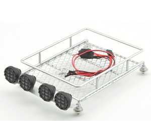 Portaequipajes Metálico para Camioneta <span class=keywords><strong>RC</strong></span>, Escala 1:10, con Barra de Luces LED y Retorno Automático para Camionetas <span class=keywords><strong>Tamiya</strong></span> <span class=keywords><strong>RC</strong></span>, Muestra Gratuita - Product Image 2