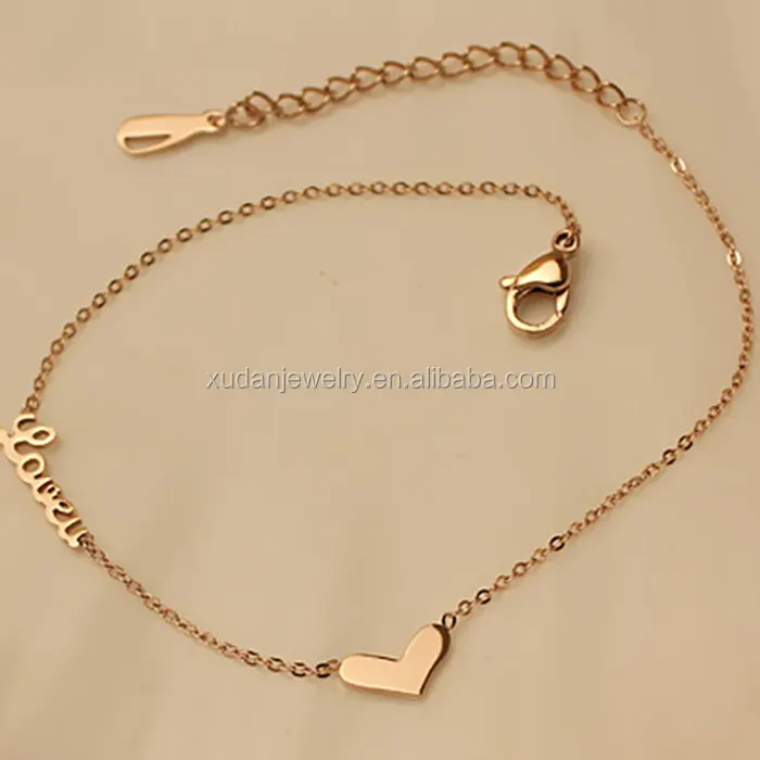 Indian Fashion Rose Gold Heart Anklets卸売