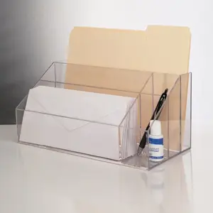 Klaren acryl-speicher zubehör für büro, plexiglas waren inhaber, lucite schreibtisch organisatoren