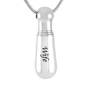 Cremation Ashes Urn Necklace Baseball Bat Memorial Charm Pendant Stainless Steel Family Name Engraved Jewelry for Ashes