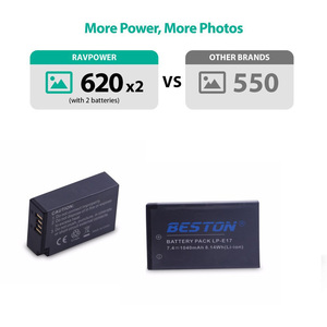 Beston ถ่าน 2 แพ็ค LP-E17 แบตเตอรี่ลิเธียมแบบชาร์จไฟ, Dual USB แบบพกพาแบตเตอรี่ Charger สำหรับกล้องดิจิตอล - Product Image 4