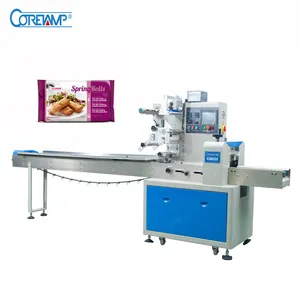 Automatische Spring Roll Flow Pack Wrapper Maschine Lebensmittel Keks Verpackung Maschine