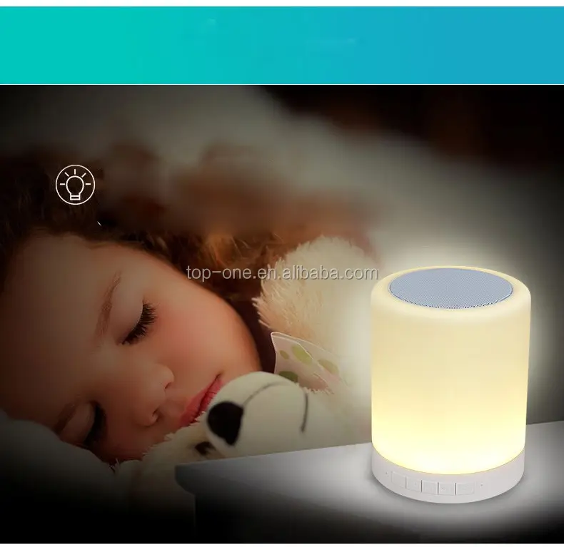 Fabrika fiyat renkli LED başucu lambası kablosuz dokunmatik kontrol gece işıkları akıllı bluetooth hoparlör saat alarmı ile