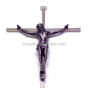 Croix de jésus, Crucifix en métal, suspendu avec jésus, église religieuse, INRI - Product Image 1
