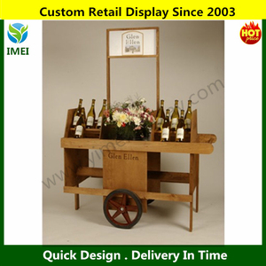 YM07326 espositore in legno carrello in metallo cremagliera carrello per bevande promozione - Product Image 2