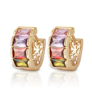 Arab 2015 anting berlapis emas 18k kecil mawar emas anting huggie perhiasan wanita dengan desain zircon model perhiasan untuk wanita