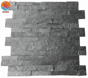 Piedra apilada de cultivo de cuarzo negro para revestimiento de paredes - Product Image 2